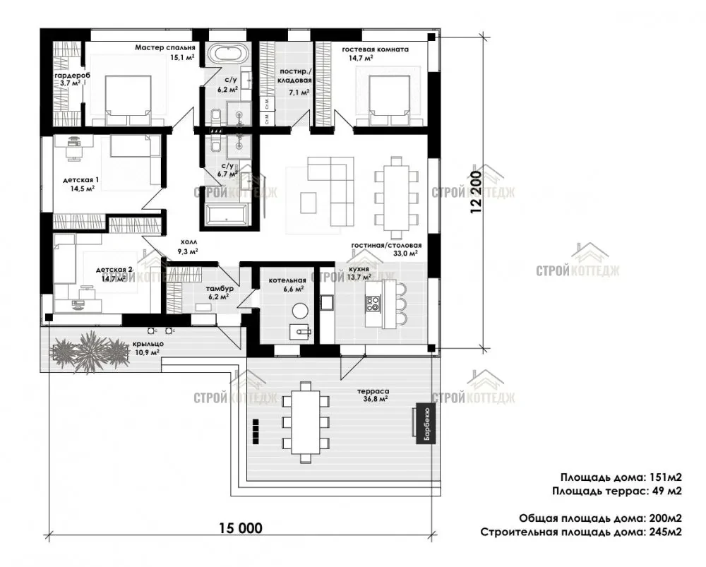Планировка «Дакота Family» — 200 м²