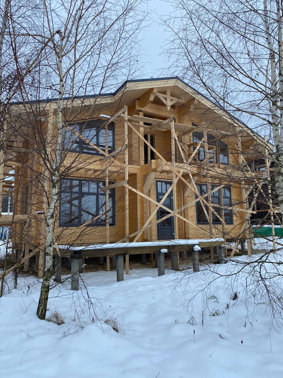 Коттедж в стиле Скандинавского Шале, из клееного бруса 246 м.кв., строительство в Волоколамском р-не, дер. Бражниково