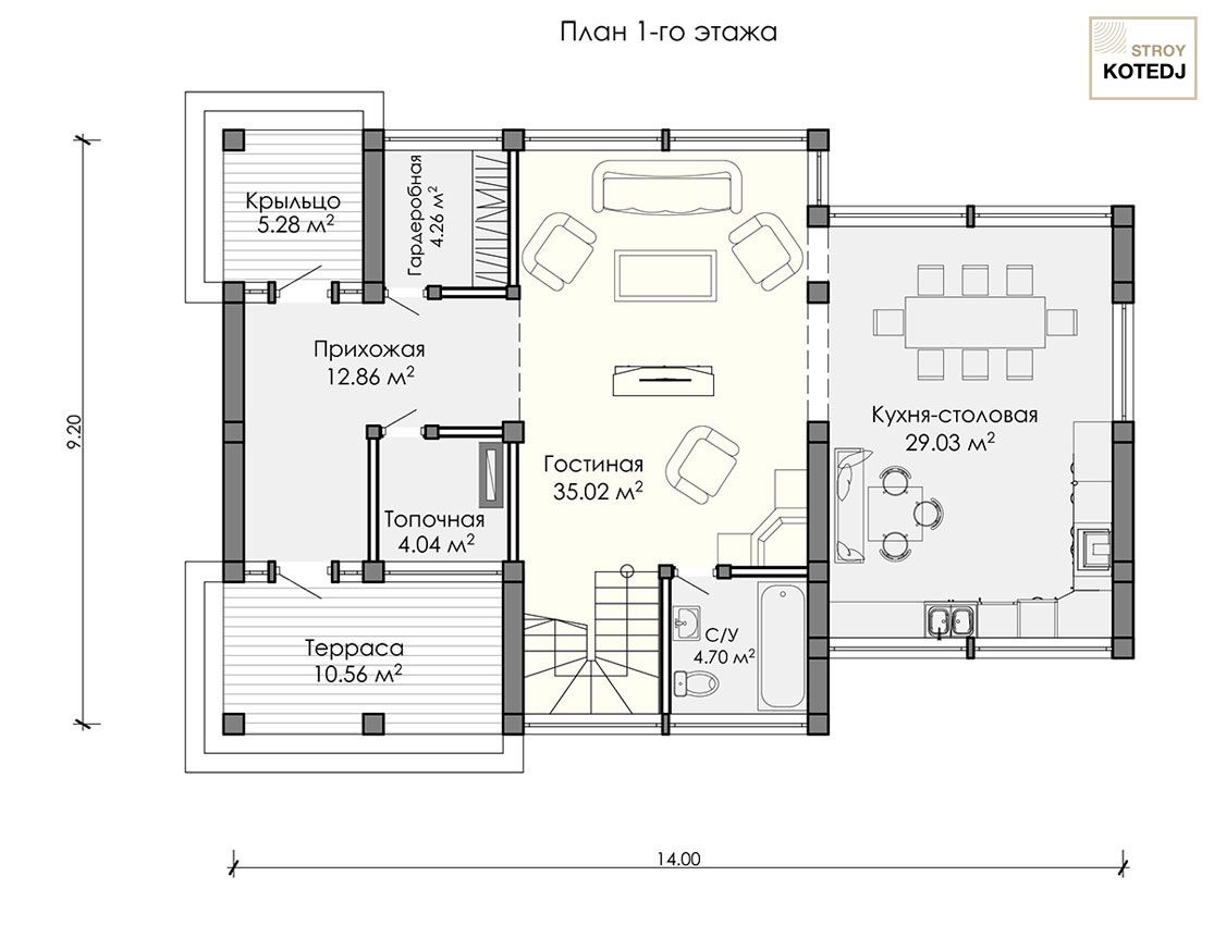 Планировка 13-008, 2 этаж